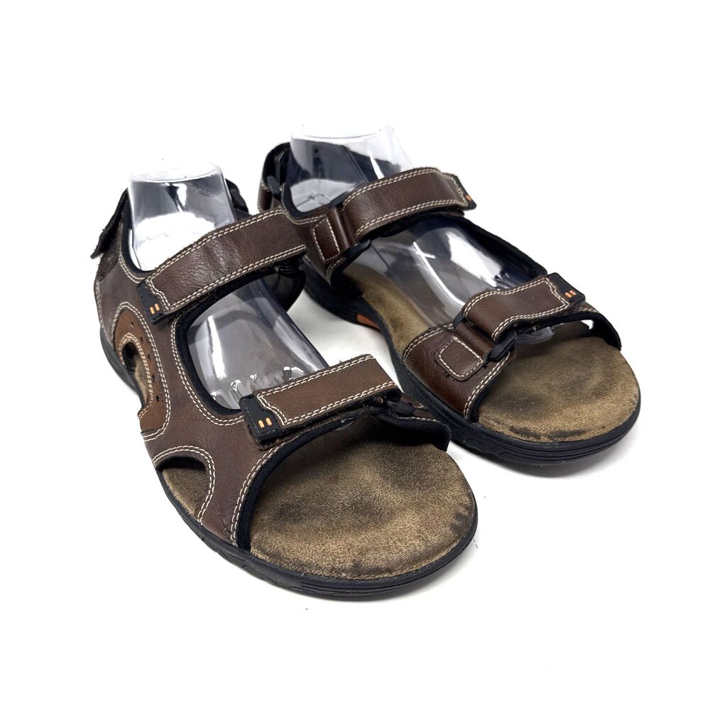 Khombu Noah Sport Sandals Mens Size 10 Brown Comfort Hook & Loop Outdoors Hiking